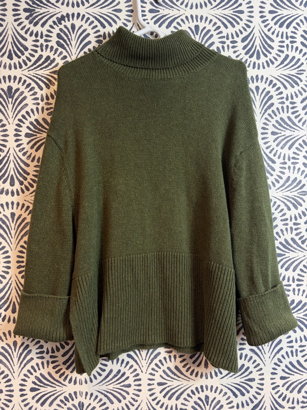 Gap Olive Khaki Oversized Boxy Cotton Turtleneck Sweater